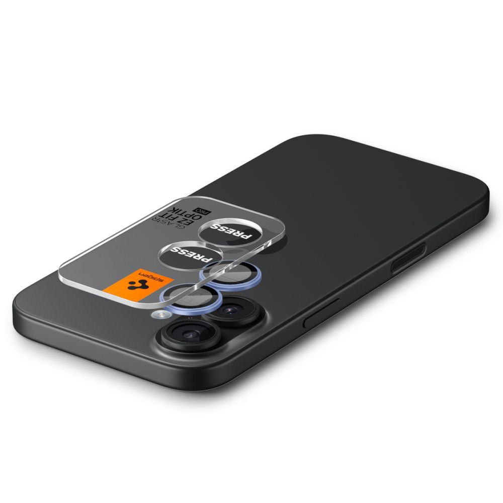 Skyddsfodral för bakre kamera Spigen GlastR EZ FIT Optik Pro för Apple iPhone 17 / 16 Plus / 16, härdat glas, set om 2 stycken, blå