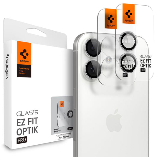 Spigen GlastR EZ FIT Optik Pro Rear Camera Protector for Apple iPhone 17 / 16 Plus / 16, Tempered Glass, Set of 2 pieces, Silver