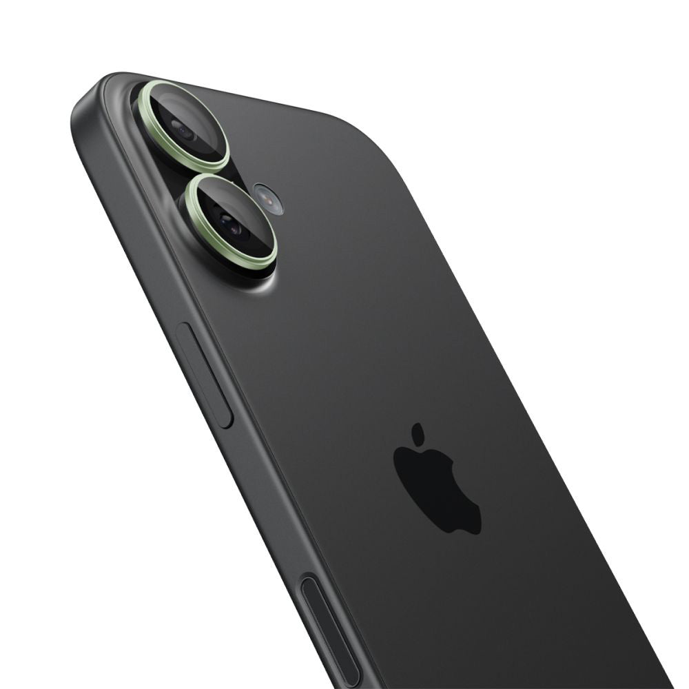 Spigen GlastR EZ FIT Optik Pro Rear Camera Protector for Apple iPhone 17 / 16 Plus / 16, Tempered Glass, Set of 2 Pieces, Green AGL10128