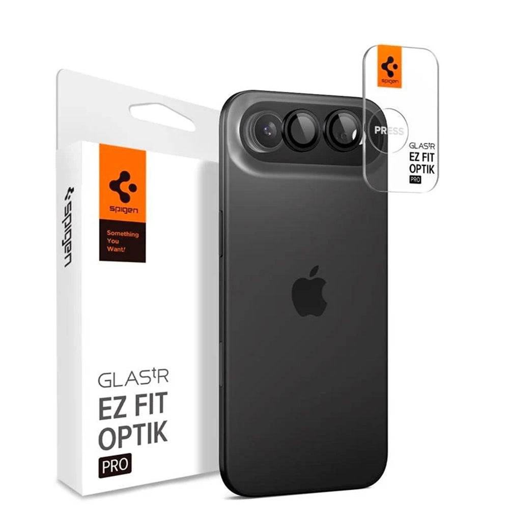 Skyddsfilm för bakre kameran Spigen GlastR EZ FIT Optik Pro för Apple iPhone 17 Air, Härdat glas, Set med 2 stycken, Svart