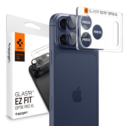Skyddsfilm för bakre kamera Spigen GlastR EZ FIT Optik Pro XL för Apple iPhone 17 Pro, Härdat glas, Set med 2 stycken, Blå