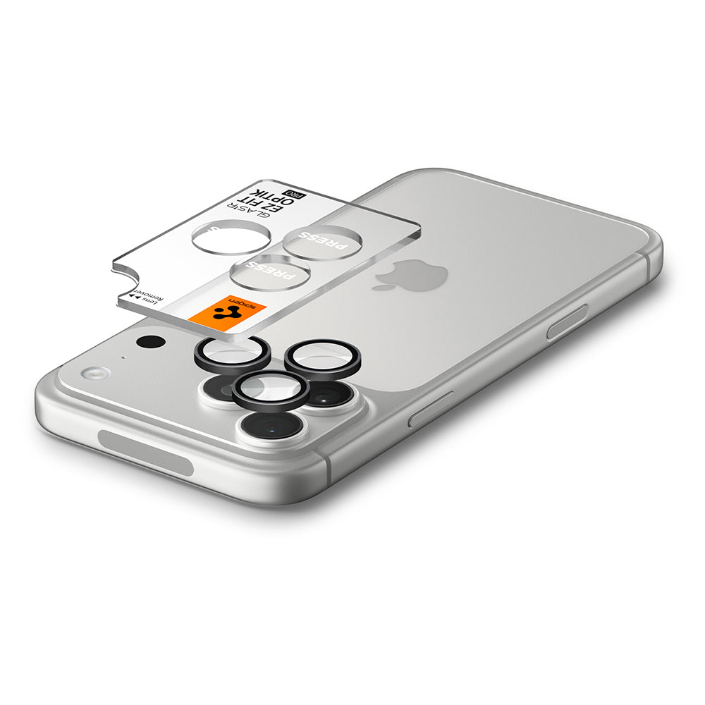 Skyddande film för bakre kamera Spigen GlastR EZ FIT Optik Pro för Apple iPhone 18 Pro / 18 Pro Max, härdat glas, set om 2 stycken, mörkgrå AGL12043
