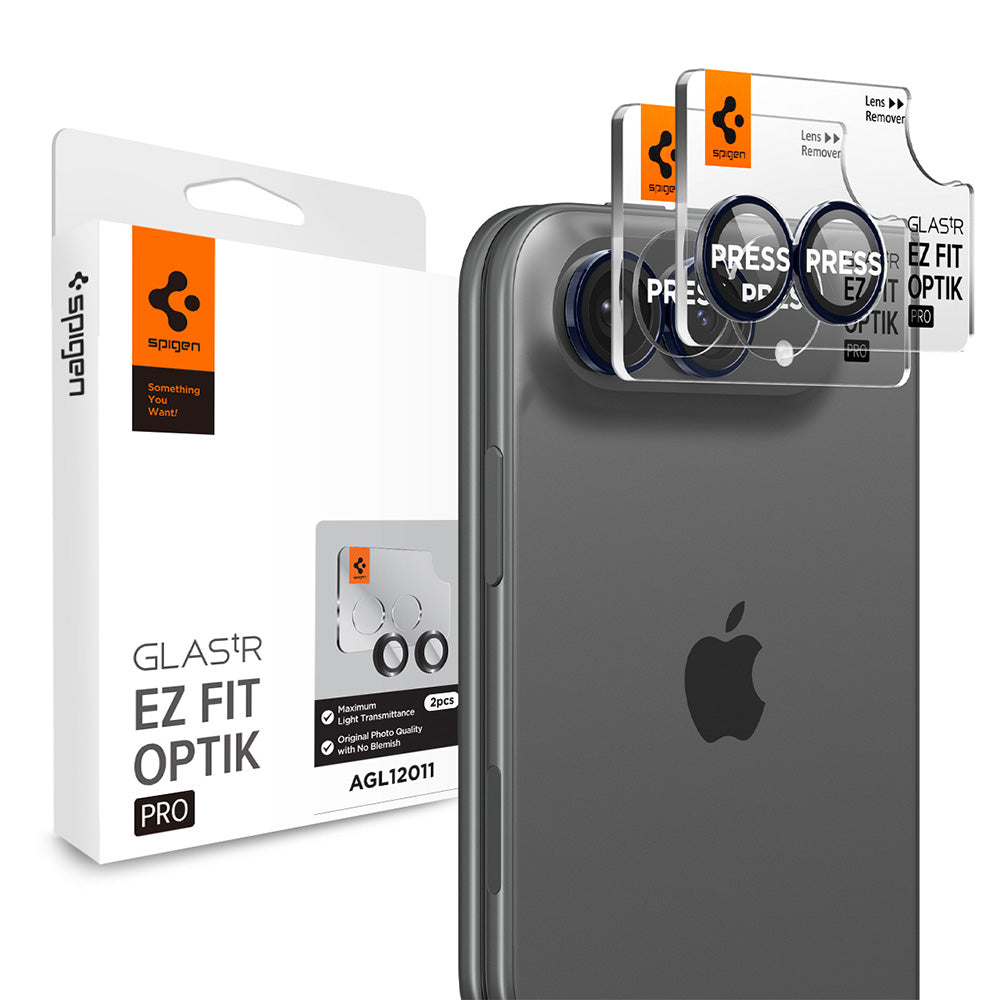 Skyddsfilm för bakre kamera Spigen GlastR EZ FIT Optik Pro för Apple iPhone Duo, härdat glas, set om 2 stycken, marinblå AGL12011