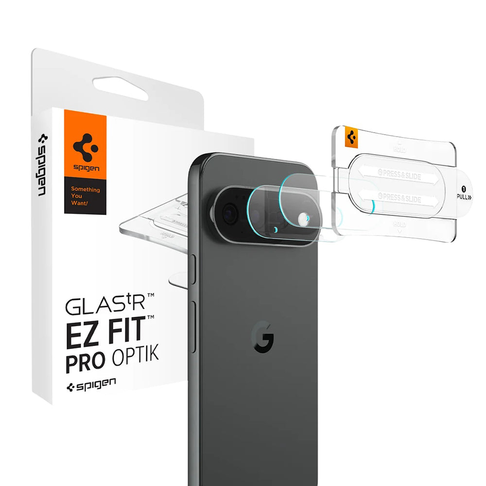 Skyddsfodral för bakre kamera Spigen GlastR EZ FIT Optik Pro för Google Pixel 11 Pro, härdat glas, set med 2 stycken, svart AGL11484