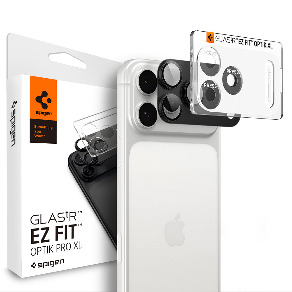 Skyddsfilm för bakre kamera Spigen GlastR EZ FIT Optik Pro XL för Apple iPhone 18 Pro Max, härdat glas, mörkgrå AGL12039