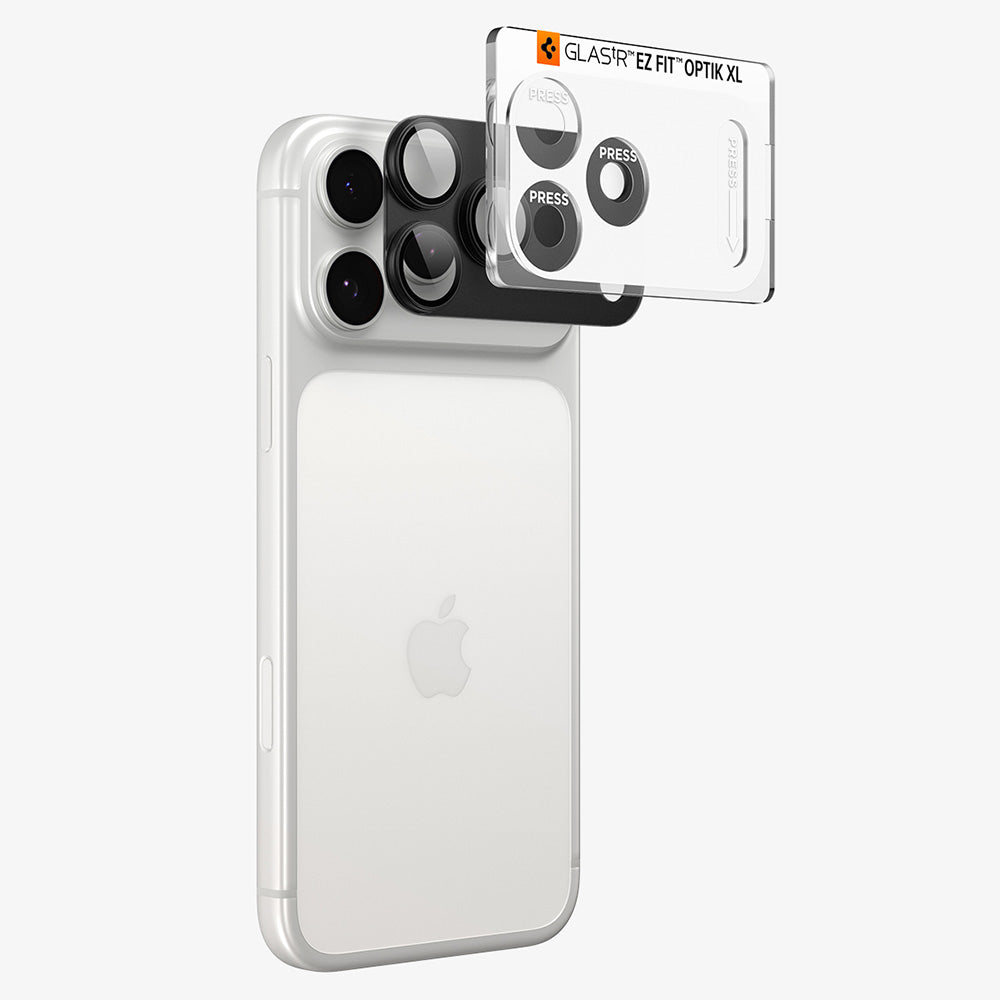 Skyddsfilm för bakre kamera Spigen GlastR EZ FIT Optik Pro XL för Apple iPhone 18 Pro Max, härdat glas, mörkgrå AGL12039