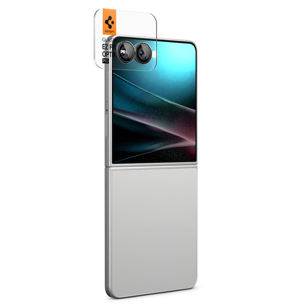 Skyddsfilm för bakre kameran Spigen GlastR EZ FIT Optik Pro HD för Samsung Galaxy Z Flip7 F766, Härdat glas, Set med 2 stycken, Svart AGL09587