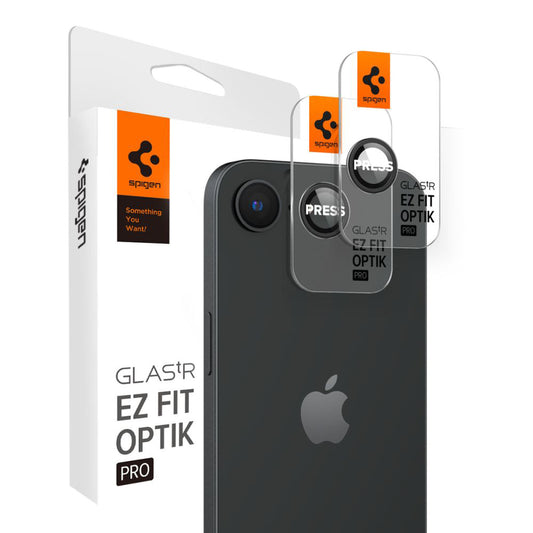 Spigen GlastR EZ FIT Optik Pro Rear Camera Protector for Apple iPhone 17e / 16e, Tempered Glass, Set of 2 pieces, Black AGL09279