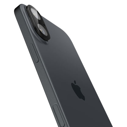 Skyddsfilm för bakre kameran Spigen GlastR Optik för Apple iPhone 16 Plus / 16, Härdat glas, Set med 2 stycken, Svart AGL07922