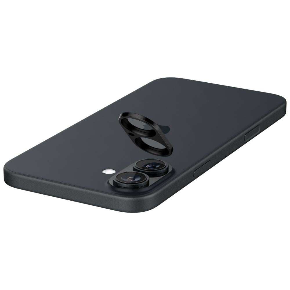 Skyddsfilm för bakre kameran Spigen GlastR Optik för Apple iPhone 16 Plus / 16, Härdat glas, Set med 2 stycken, Svart AGL07922
