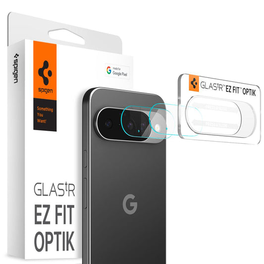 Skyddande skyddsfilm för bakre kamera Spigen GlastR Optik för Google Pixel 10, härdat glas, set om 2 stycken, transparent AGL09661
