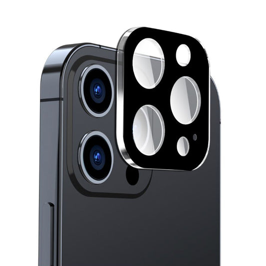 Skyddande bakre kameralinsfilm Techsuit för Apple iPhone 15 Pro Max / 15 Pro, härdat glas, svart