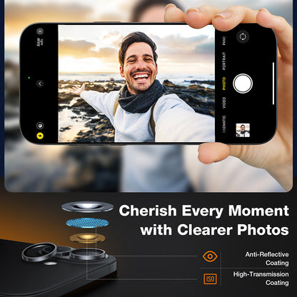 Skyddsfilm för bakre kamera Torras Lensguard för Apple iPhone 16 Plus / 16, Härdat glas, Svart