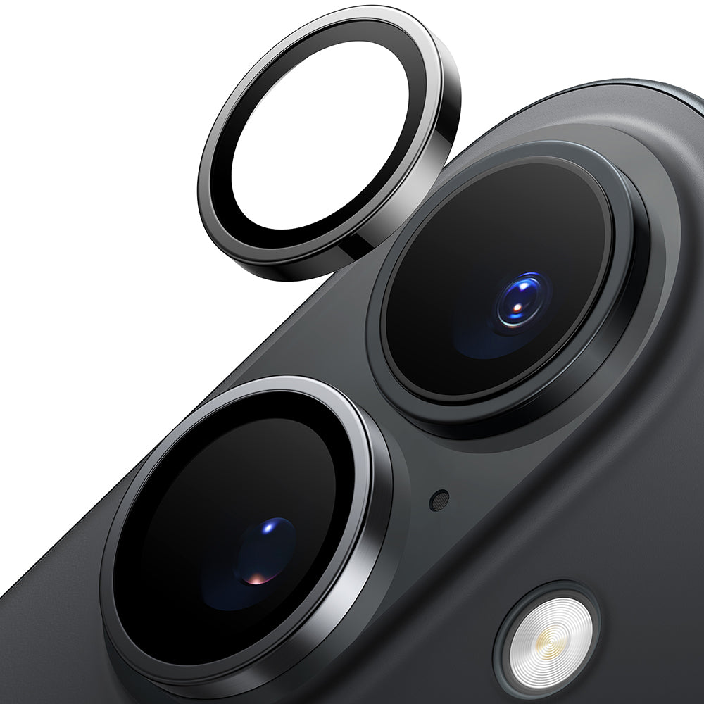 Skyddsfilm för bakre kamera Torras Lensguard för Apple iPhone 16 Plus / 16, Härdat glas, Svart
