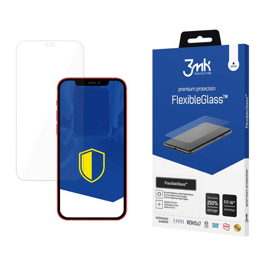 Skärmskydd 3MK FlexibleGlass för Apple iPhone 12 / 12 Pro, Flexibelt Glas, Fullt Lim