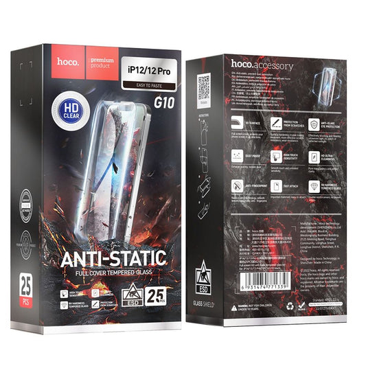 Skyddsfilm HOCO för Apple iPhone 12 Pro Max, Härdat Glas, Full Lim, Set med 25 stycken, Svart