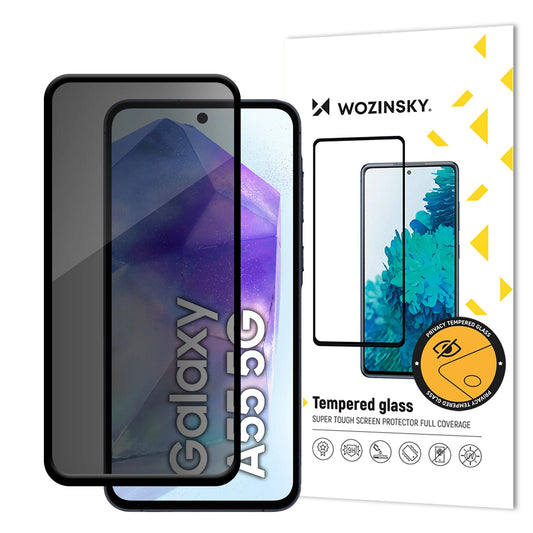 Privacy-skärmskydd WZK AntiSpy för Samsung Galaxy A55 5G A556, Härdat glas, Fullt lim
