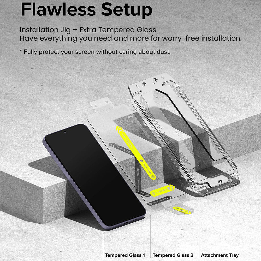 Ringke Easy Slide Screen Protector for Samsung Galaxy S24 S921, Glass Shield, Full Glue, Set 2 pieces 