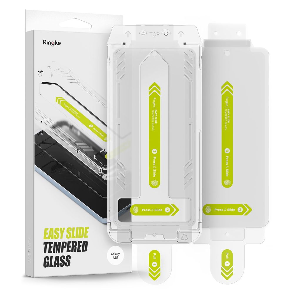 Ringke Easy Slide skärmskydd för Samsung Galaxy A55 5G A556, glasskyddat, full limning, set 2 delar 
