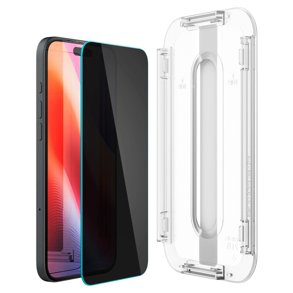 Skyddsfilm för skärm Privacy Spigen GlastR EZ FIT för Apple iPhone 16 / 15, Härdat glas, Full lim, Set med 2 stycken