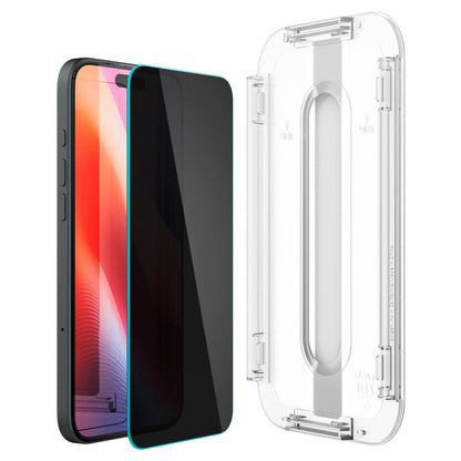 Skyddsfilm för skärm Privacy Spigen GlastR EZ FIT för Apple iPhone 16 / 15, Härdat glas, Full lim, Set med 2 stycken