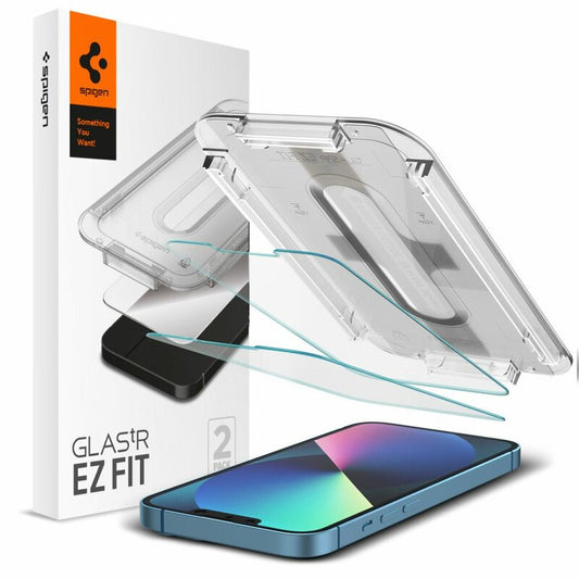 Skärmskydd Spigen GlastR EZ FIT för Apple iPhone 17e / 16e / 14 / 13 Pro, Härdat Glas, Full Lim, Set med 2 stycken AGL03385