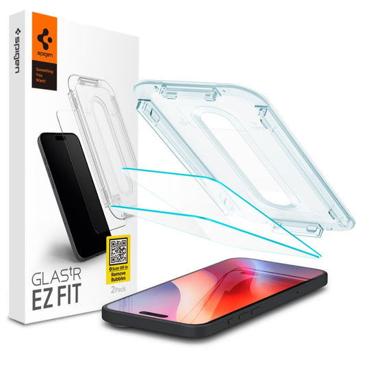 Skärmskydd Spigen GlastR EZ FIT för Apple iPhone 17 Pro / 17 / 16 Pro, Härdat Glas, Full Lim, Set med 2 stycken