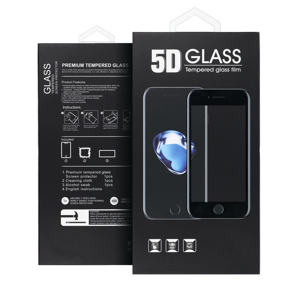 OEM skärmskydd för Samsung Galaxy S25+ S936, Härdat glas, Fullt lim, 5D, Svart