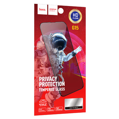 Skyddsfilm för skärm Privacy HOCO G15 för Apple iPhone 15 Pro, Härdat Glas, Full Lim, 5D