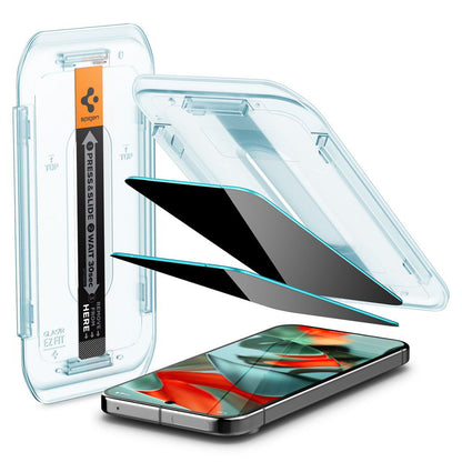 Privacy-skärmskydd Spigen GlastR EZ FIT för Google Pixel 9 Pro XL, härdat glas, full limning, set om 2 stycken AGL09313