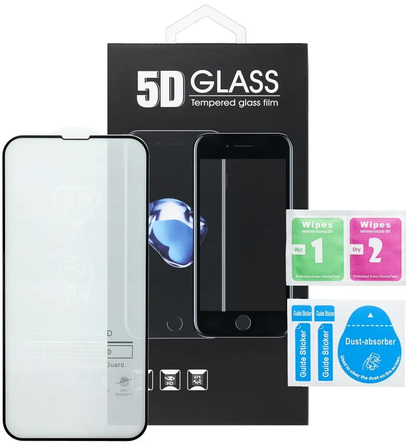 OEM skärmskydd för Motorola Edge 60 Fusion / Edge 60, Härdat glas, Fullt lim, 5D, Svart