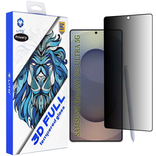 Integritetsskärmskydd Lito för Samsung Galaxy S25 Ultra S938, Härdat Glas, Fulllim, 3D