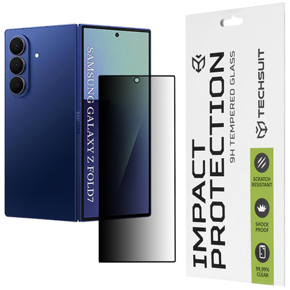 Skyddande skärmskydd Privacy Techsuit för Samsung Galaxy Z Fold7 F966, Härdat glas, Fullt lim, 111D