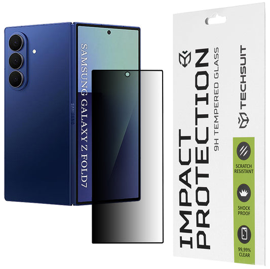 Skyddande skärmskydd Privacy Techsuit för Samsung Galaxy Z Fold7 F966, Härdat glas, Fullt lim, 111D