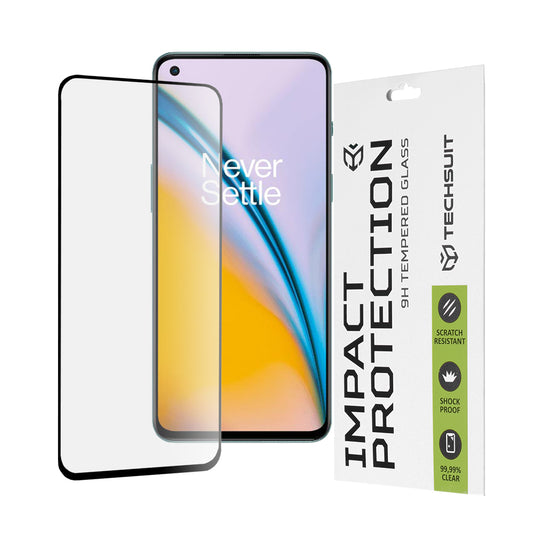 Techsuit skärmskydd för OnePlus Nord 2T / Nord CE 5G / Nord 2 5G, härdat glas, full limning, 111D, svart