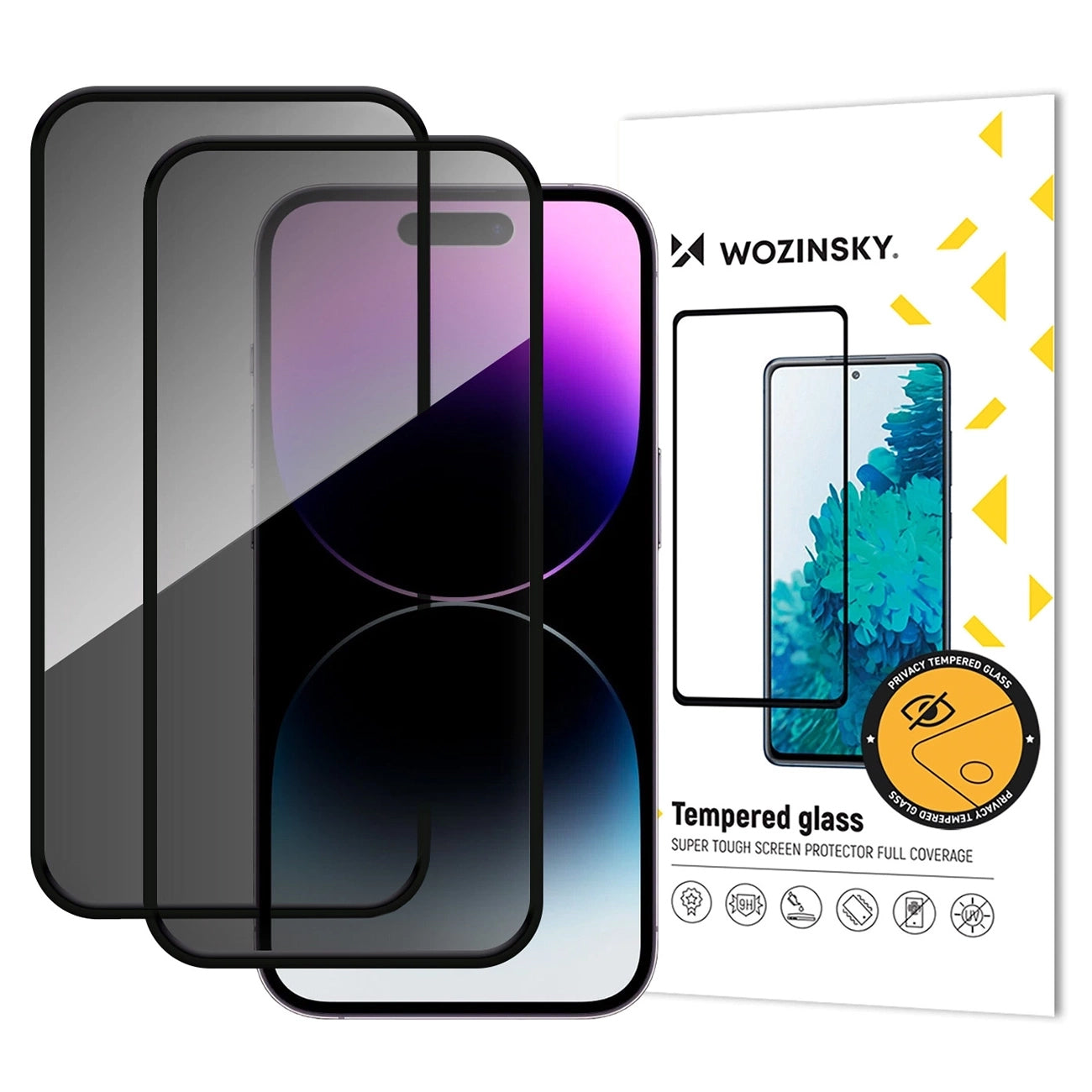Skyddsfilm för skärm Privacy WZK AntiSpy för Apple iPhone 17 / 16 Pro, Härdat Glas, Full Lim, Set med 2 stycken