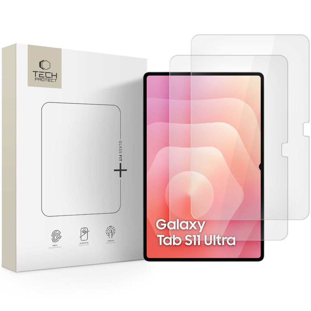 Skärmskydd Tech-Protect FIT+ för Samsung Galaxy Tab S11 Ultra / Tab S10 Ultra, Härdat Glas, Full Lim, 2-pack, 2.5D