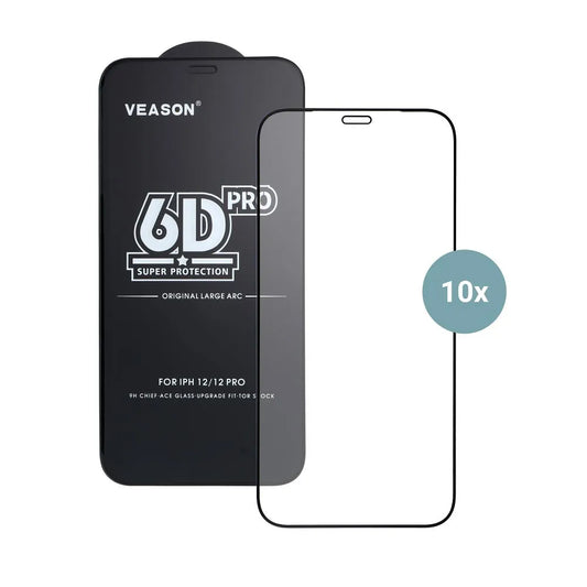 Skärmskydd Veason PRO för Apple iPhone 17 Pro, Härdat Glas, Fullt Lim, Set med 10 stycken, 6D, Svart