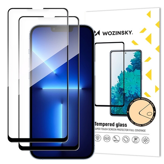 WZK skärmskydd för Samsung Galaxy S25 FE, härdat glas, full limning, set med 2 stycken, svart