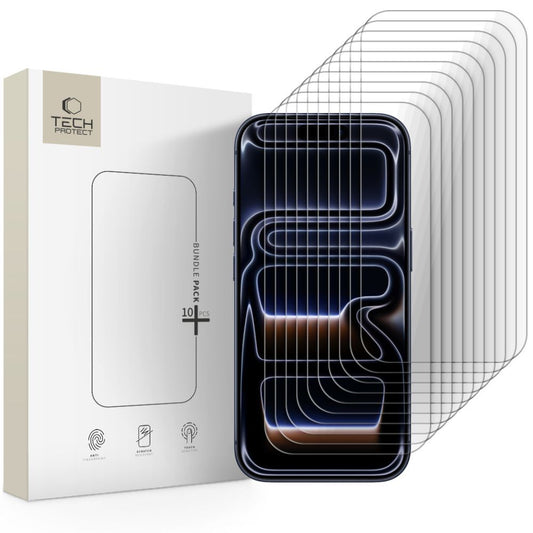 Skyddsfilm Tech-Protect för Apple iPhone 17 Pro / 17 / 16 Pro, Härdat Glas, Full Lim, Set med 10 stycken