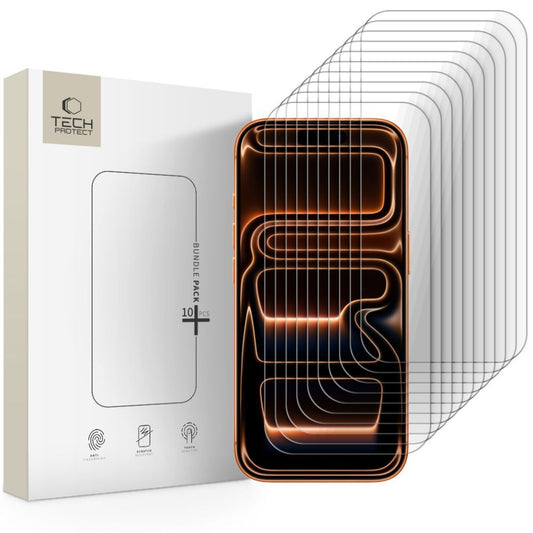 Skyddsfilm Tech-Protect för Apple iPhone 17 Pro Max / 16 Pro Max, Härdat Glas, Full Lim, Set med 10 stycken