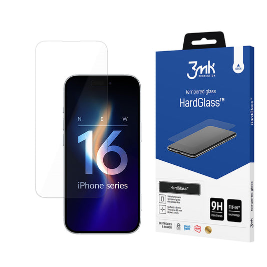 Skärmskydd 3MK HardGlass 2 för Apple iPhone 16 Pro Max, Härdat Glas, Fullt Lim