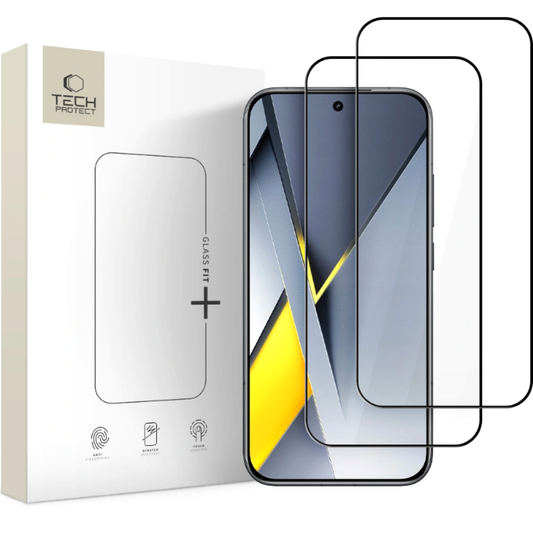 Skärmskydd Tech-Protect FIT+ för Xiaomi Poco F8 Ultra, Härdat Glas, Fullt Lim, Set om 2 stycken, 2.5D, Svart