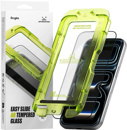 Ringke Easy Slide AR skärmskydd för Apple iPhone 17 Pro, härdat glas, full lim, 2.5D, svart