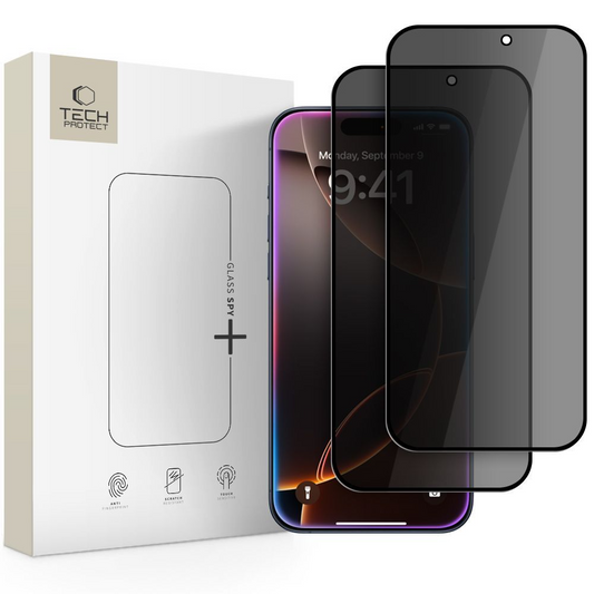 Privacy Tech-Protect Spy+ skärmskydd för Apple iPhone 17 Pro Max / 16 Pro Max, härdat glas, full lim, set om 2 stycken