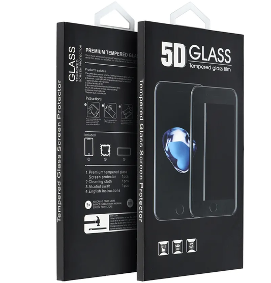 OEM skärmskydd för Samsung Galaxy A37 5G, härdat glas, full limning, 5D, svart
