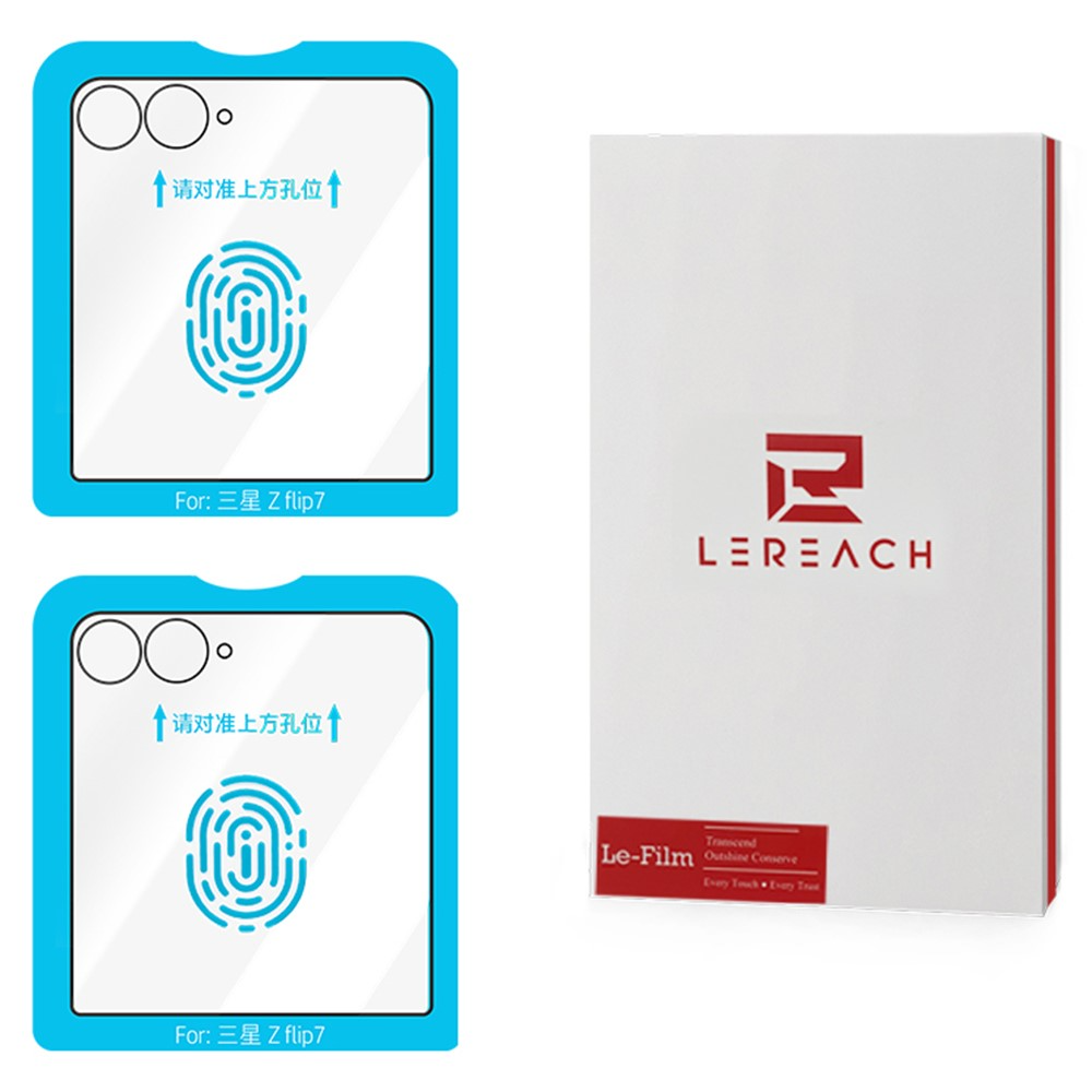 Lereach skyddande yttre skärmskydd för Samsung Galaxy Z Flip8 F776 / Galaxy Z Flip7 F766, härdat glas, full limning, set om 2 stycken, svart