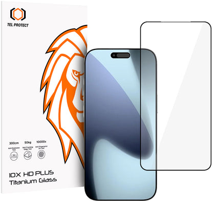 Tel Protect 10X HD Plus Titanium skärmskydd för Apple iPhone 18 Pro Max / 17 Pro Max, härdat glas, helklistrat, svart