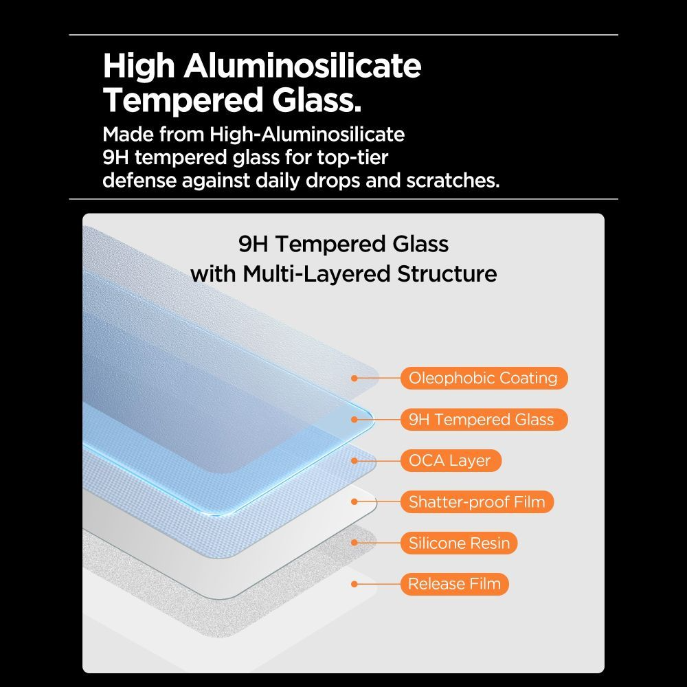 Spigen GlastR Align Master Slim Screen Protector for Apple iPhone 17 Pro Max, Tempered Glass, Full Glue, Set of 3 pieces AGL10099