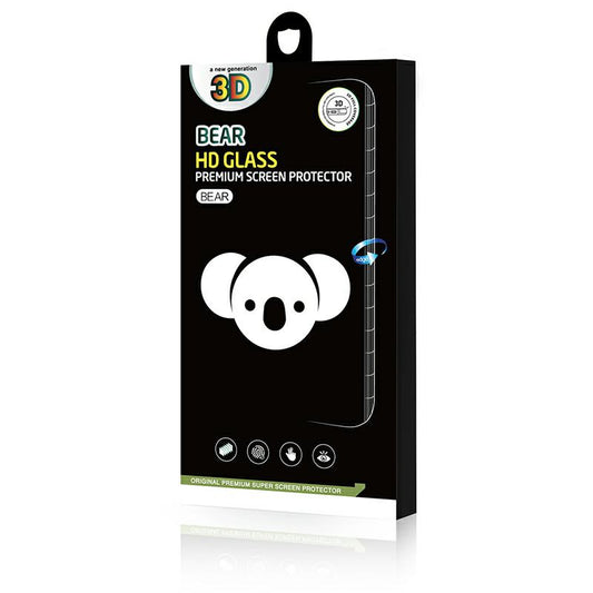 Bear HD skärmskydd för Apple iPhone 16, härdat glas, full limning, svart